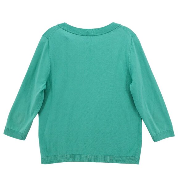 TALBOTS 3/4 Sleeve Knit Top Cotton Tencel Lyocell Silk Stripe Tie Neckline LP - Picture 3 of 7